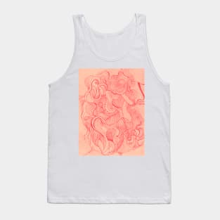 Peach Line Art Sketch Tank Top